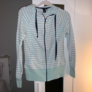 Mint and white full zip sweatshirt